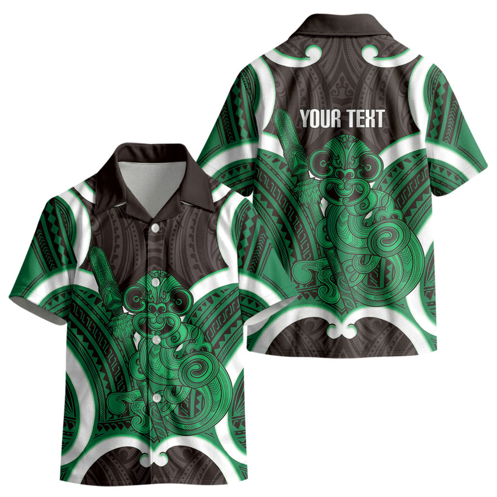 Kakariki Aotearoa Atua Tumatauenga Personalised Kid Hawaiian Shirt Maori God Of War Tiki With Taiaha LT14 - Polynesian Pride