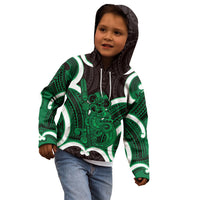 Kakariki Aotearoa Atua Tumatauenga Personalised Kid Hoodie Maori God Of War Tiki With Taiaha LT14 - Polynesian Pride