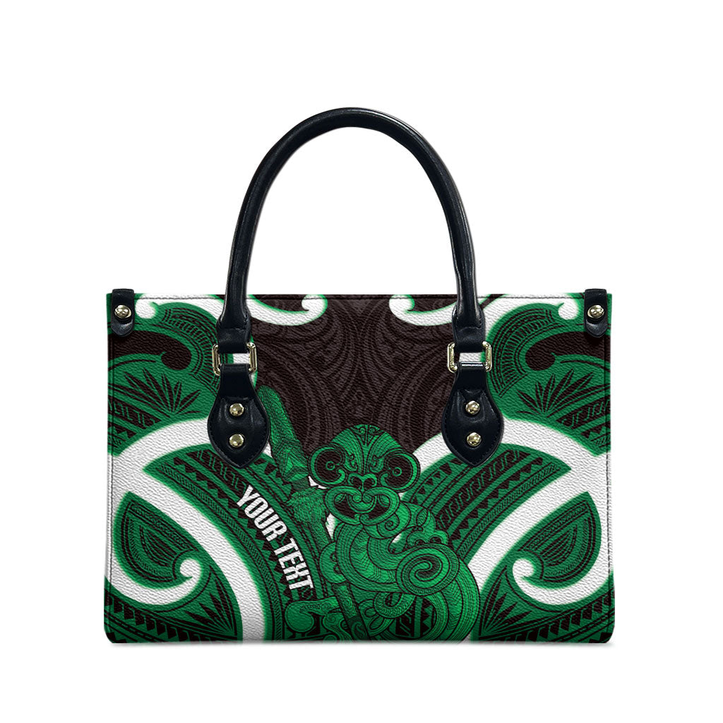 Kakariki Aotearoa Atua Tumatauenga Personalised Leather Bag Maori God Of War Tiki With Taiaha LT14 - Polynesian Pride