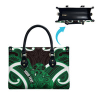 Kakariki Aotearoa Atua Tumatauenga Personalised Leather Bag Maori God Of War Tiki With Taiaha LT14 - Polynesian Pride