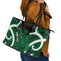 Kakariki Aotearoa Atua Tumatauenga Personalised Leather Tote Bag Maori God Of War Tiki With Taiaha LT14 - Polynesian Pride