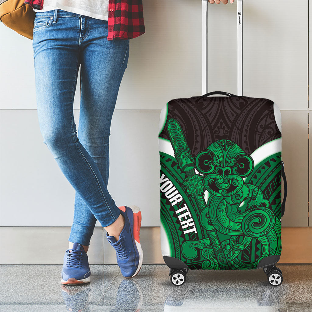 Kakariki Aotearoa Atua Tumatauenga Personalised Luggage Cover Maori God Of War Tiki With Taiaha LT14 - Polynesian Pride