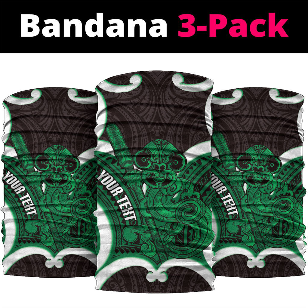 Kakariki Aotearoa Atua Tumatauenga Personalised Neck Gaiter Maori God Of War Tiki With Taiaha LT14 package One Size: 25*50cm Green - Polynesian Pride