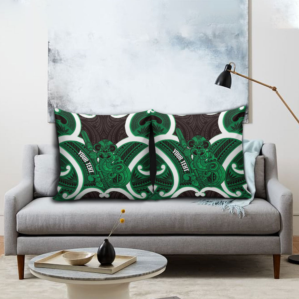 Kakariki Aotearoa Atua Tumatauenga Personalised Pillow Cover Maori God Of War Tiki With Taiaha LT14 - Polynesian Pride