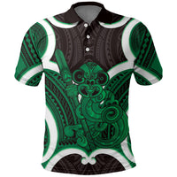 Kakariki Aotearoa Atua Tumatauenga Personalised Polo Shirt Maori God Of War Tiki With Taiaha LT14 Green - Polynesian Pride