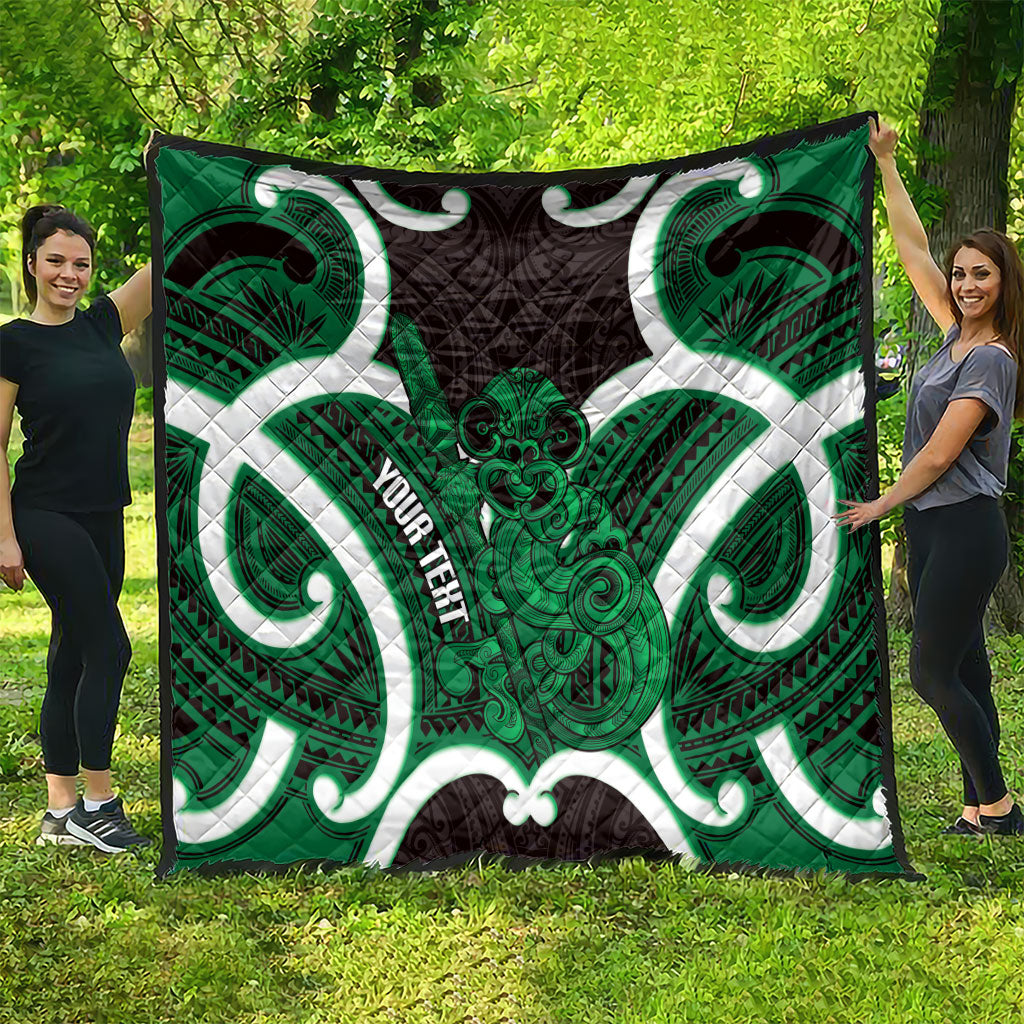 Kakariki Aotearoa Atua Tumatauenga Personalised Quilt Maori God Of War Tiki With Taiaha LT14 - Polynesian Pride