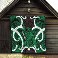 Kakariki Aotearoa Atua Tumatauenga Personalised Quilt Maori God Of War Tiki With Taiaha LT14 - Polynesian Pride