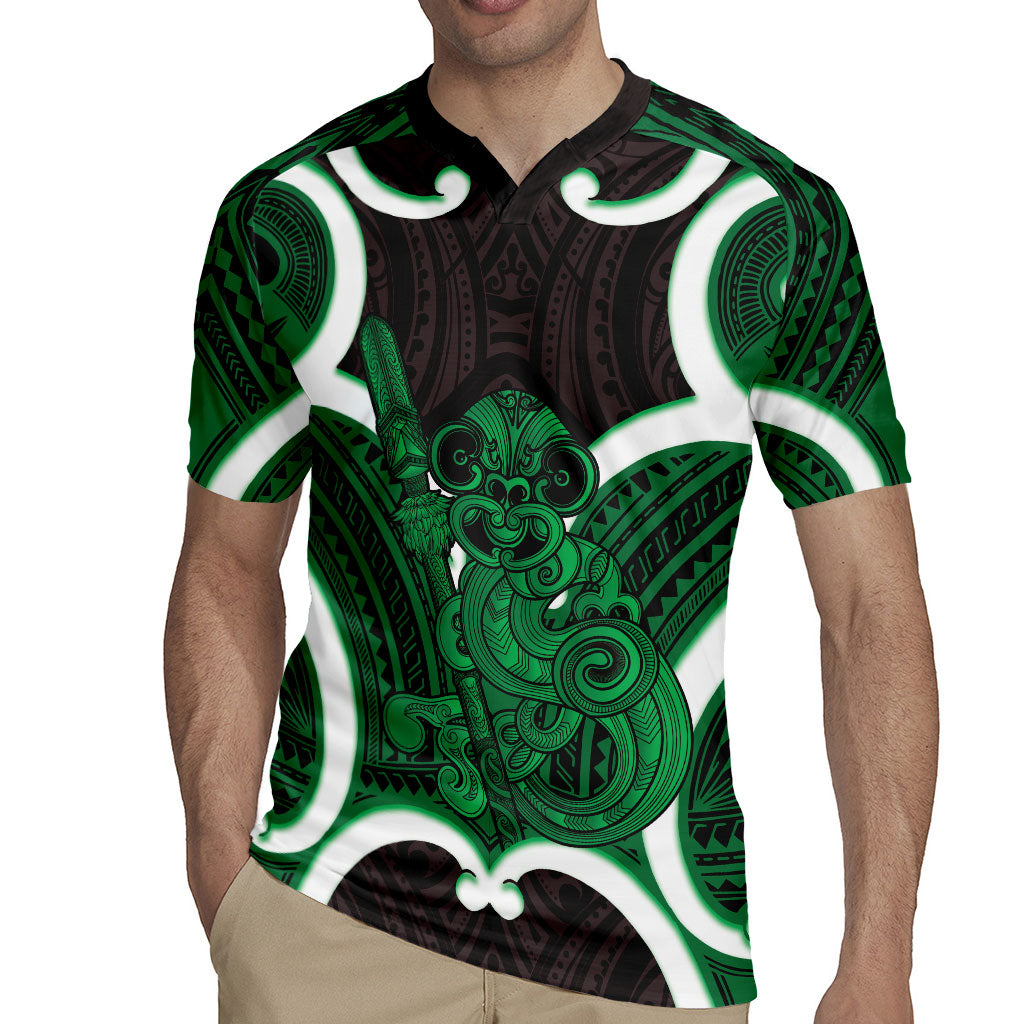 Kakariki Aotearoa Atua Tumatauenga Personalised Rugby Jersey Maori God Of War Tiki With Taiaha LT14 - Polynesian Pride