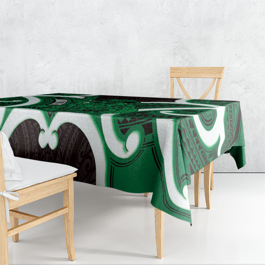 Kakariki Aotearoa Atua Tumatauenga Personalised Tablecloth Maori God Of War Tiki With Taiaha LT14 - Polynesian Pride