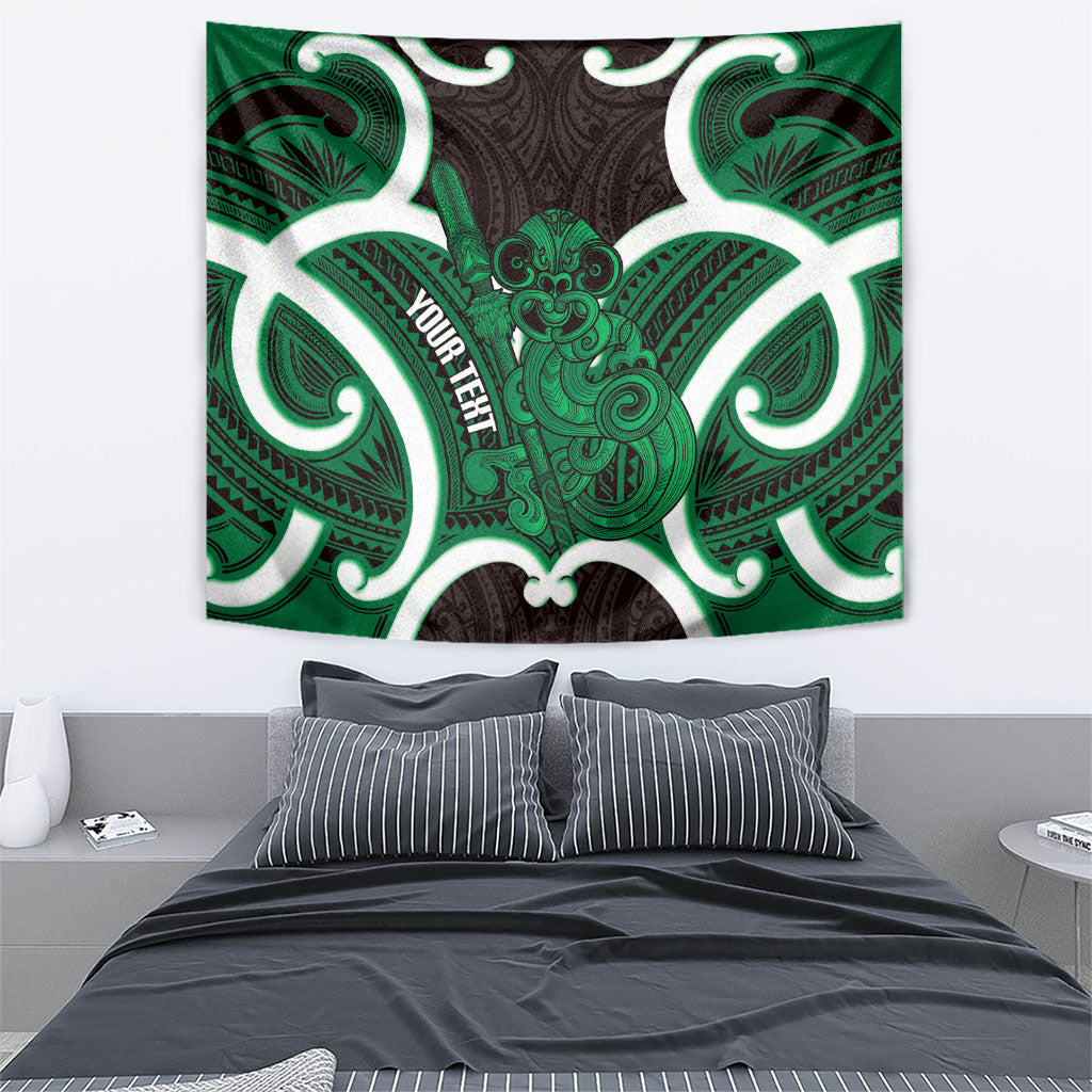 Kakariki Aotearoa Atua Tumatauenga Personalised Tapestry Maori God Of War Tiki With Taiaha LT14 - Polynesian Pride