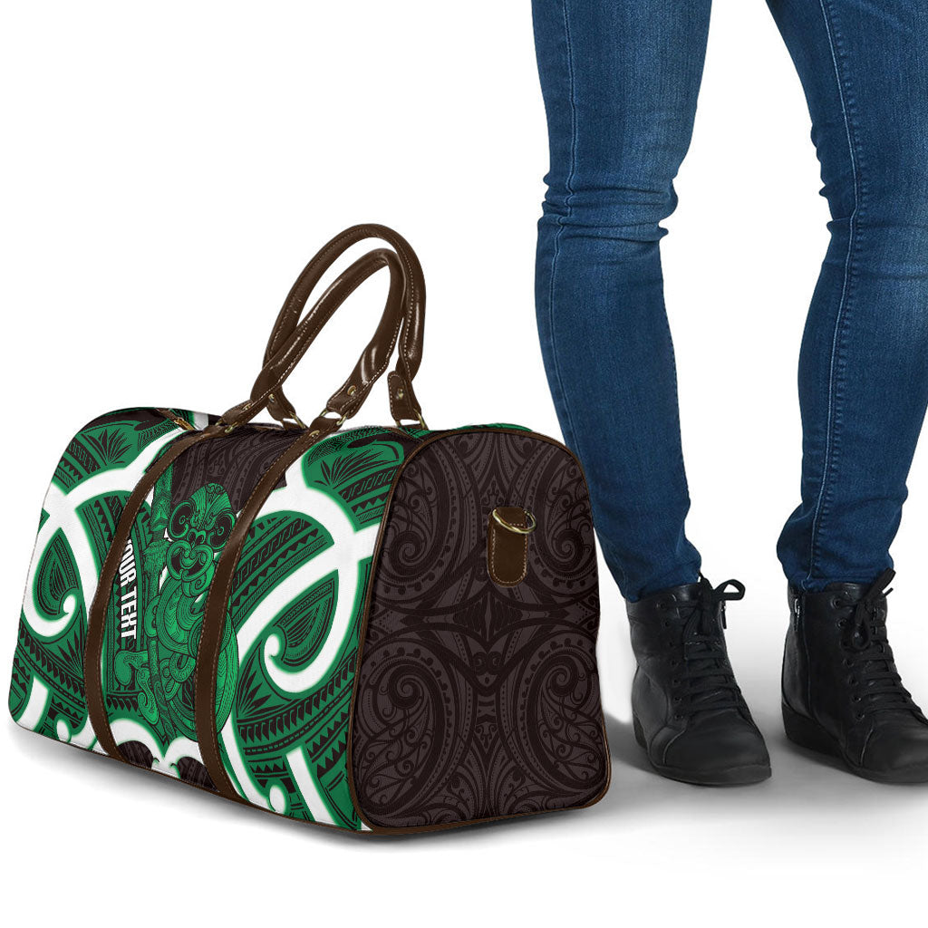 Kakariki Aotearoa Atua Tumatauenga Personalised Travel Bag Maori God Of War Tiki With Taiaha LT14 - Polynesian Pride