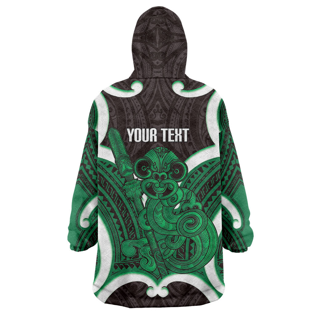 Kakariki Aotearoa Atua Tumatauenga Personalised Wearable Blanket Hoodie Maori God Of War Tiki With Taiaha LT14 - Polynesian Pride