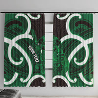 Kakariki Aotearoa Atua Tumatauenga Personalised Window Curtain Maori God Of War Tiki With Taiaha LT14 With Hooks Green - Polynesian Pride