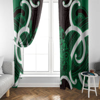 Kakariki Aotearoa Atua Tumatauenga Personalised Window Curtain Maori God Of War Tiki With Taiaha LT14 - Polynesian Pride