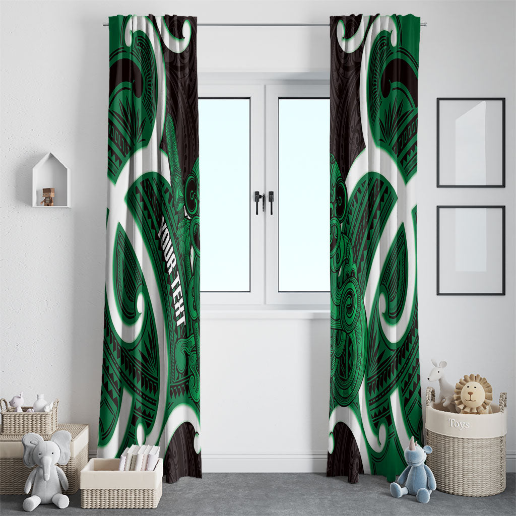 Kakariki Aotearoa Atua Tumatauenga Personalised Window Curtain Maori God Of War Tiki With Taiaha LT14 - Polynesian Pride