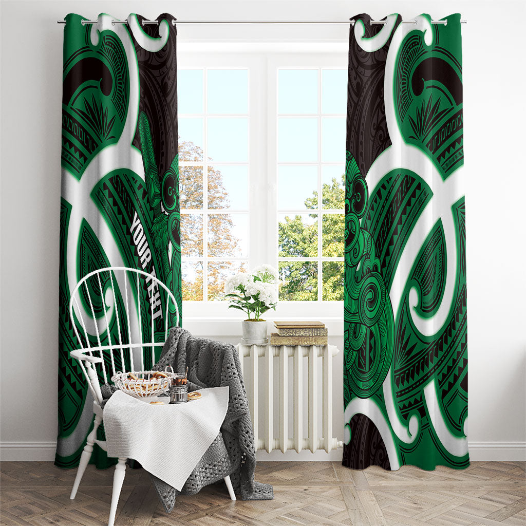 Kakariki Aotearoa Atua Tumatauenga Personalised Window Curtain Maori God Of War Tiki With Taiaha LT14 - Polynesian Pride