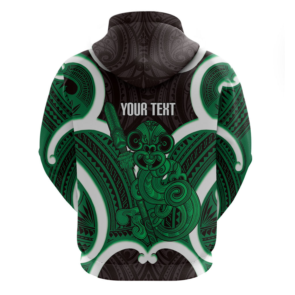 Kakariki Aotearoa Atua Tumatauenga Personalised Zip Hoodie Maori God Of War Tiki With Taiaha LT14 - Polynesian Pride