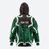 Kakariki Aotearoa Atua Tumatauenga Personalised Zip Hoodie Maori God Of War Tiki With Taiaha LT14 - Polynesian Pride