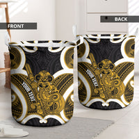 Kowhai Aotearoa Atua Tumatauenga Personalised Laundry Basket Maori God Of War Tiki With Taiaha LT14 - Polynesian Pride