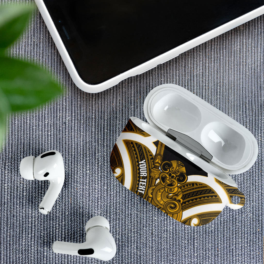 Kowhai Aotearoa Atua Tumatauenga Personalised AirPods Case Maori God Of War Tiki With Taiaha LT14 - Polynesian Pride