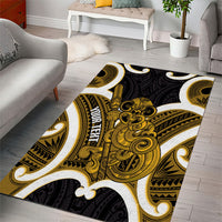 Kowhai Aotearoa Atua Tumatauenga Personalised Area Rug Maori God Of War Tiki With Taiaha LT14 - Polynesian Pride