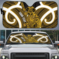 Kowhai Aotearoa Atua Tumatauenga Personalised Auto Sun Shade Maori God Of War Tiki With Taiaha LT14 Yellow - Polynesian Pride