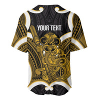 Kowhai Aotearoa Atua Tumatauenga Personalised Baseball Jersey Maori God Of War Tiki With Taiaha LT14 - Polynesian Pride