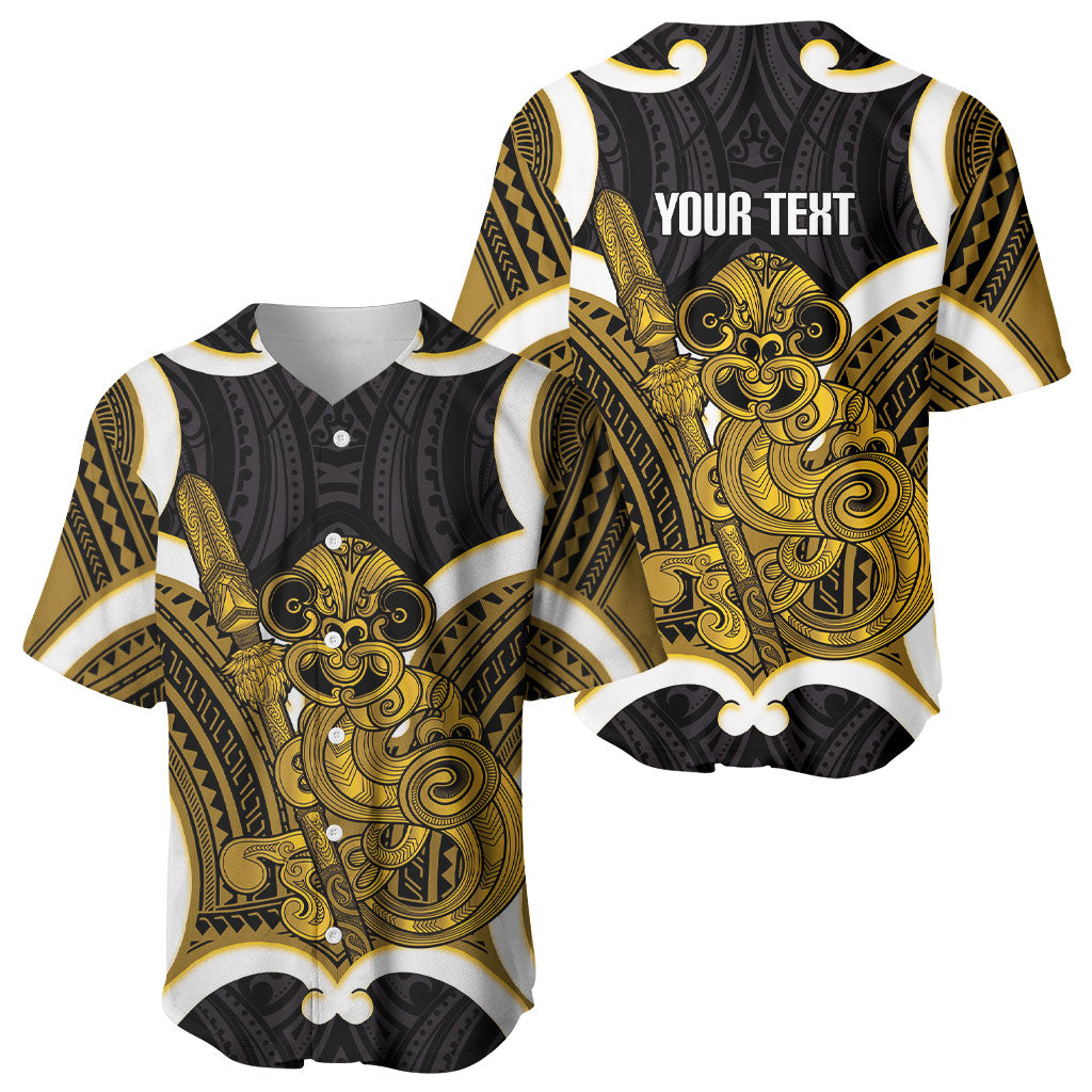 Kowhai Aotearoa Atua Tumatauenga Personalised Baseball Jersey Maori God Of War Tiki With Taiaha LT14 - Polynesian Pride