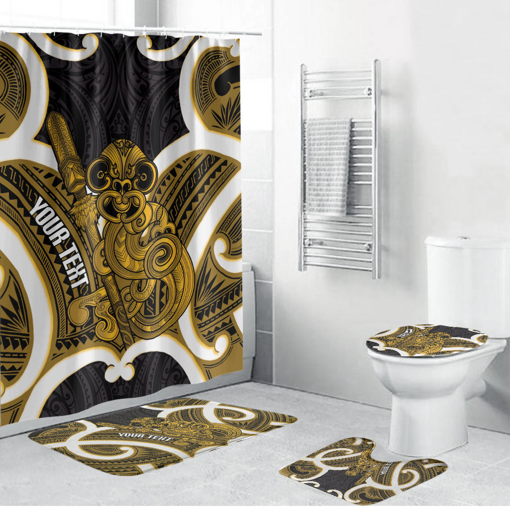 Kowhai Aotearoa Atua Tumatauenga Personalised Bathroom Set Maori God Of War Tiki With Taiaha LT14 Bathroom Set (4 pcs) Yellow - Polynesian Pride