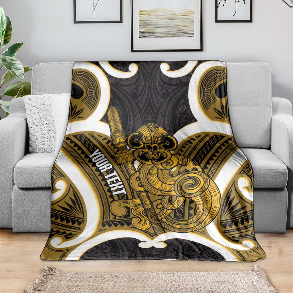 Kowhai Aotearoa Atua Tumatauenga Personalised Blanket Maori God Of War Tiki With Taiaha LT14 - Polynesian Pride