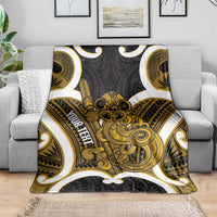 Kowhai Aotearoa Atua Tumatauenga Personalised Blanket Maori God Of War Tiki With Taiaha LT14 - Polynesian Pride