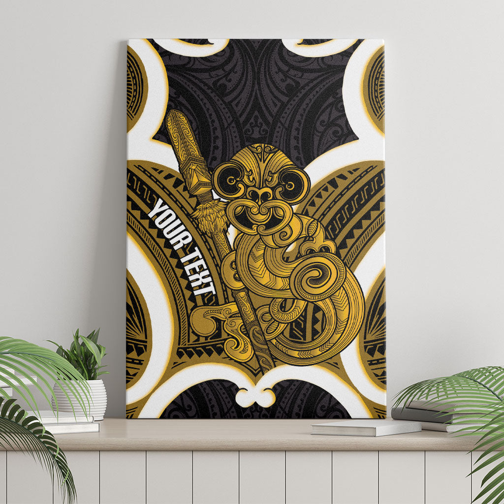 Kowhai Aotearoa Atua Tumatauenga Personalised Canvas Wall Art Maori God Of War Tiki With Taiaha LT14 - Polynesian Pride