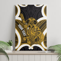 Kowhai Aotearoa Atua Tumatauenga Personalised Canvas Wall Art Maori God Of War Tiki With Taiaha LT14 - Polynesian Pride