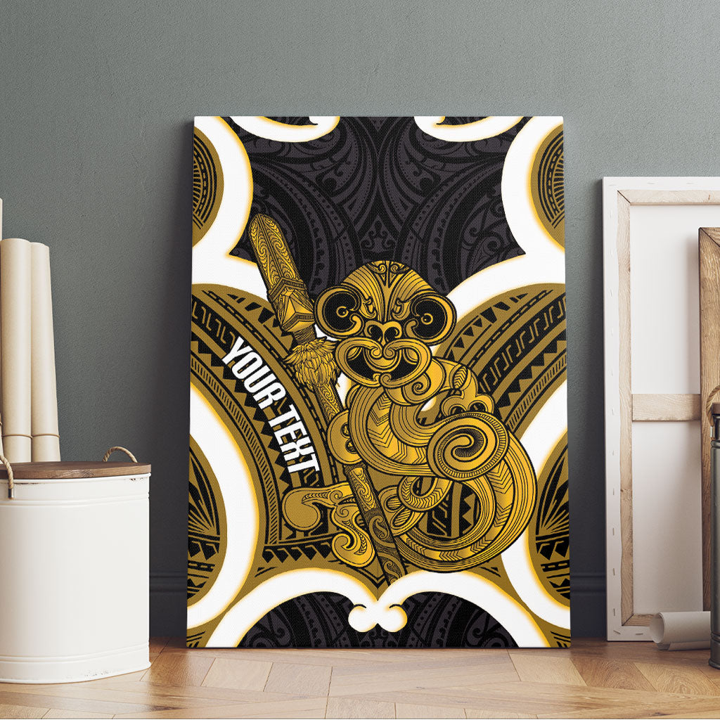 Kowhai Aotearoa Atua Tumatauenga Personalised Canvas Wall Art Maori God Of War Tiki With Taiaha LT14 - Polynesian Pride
