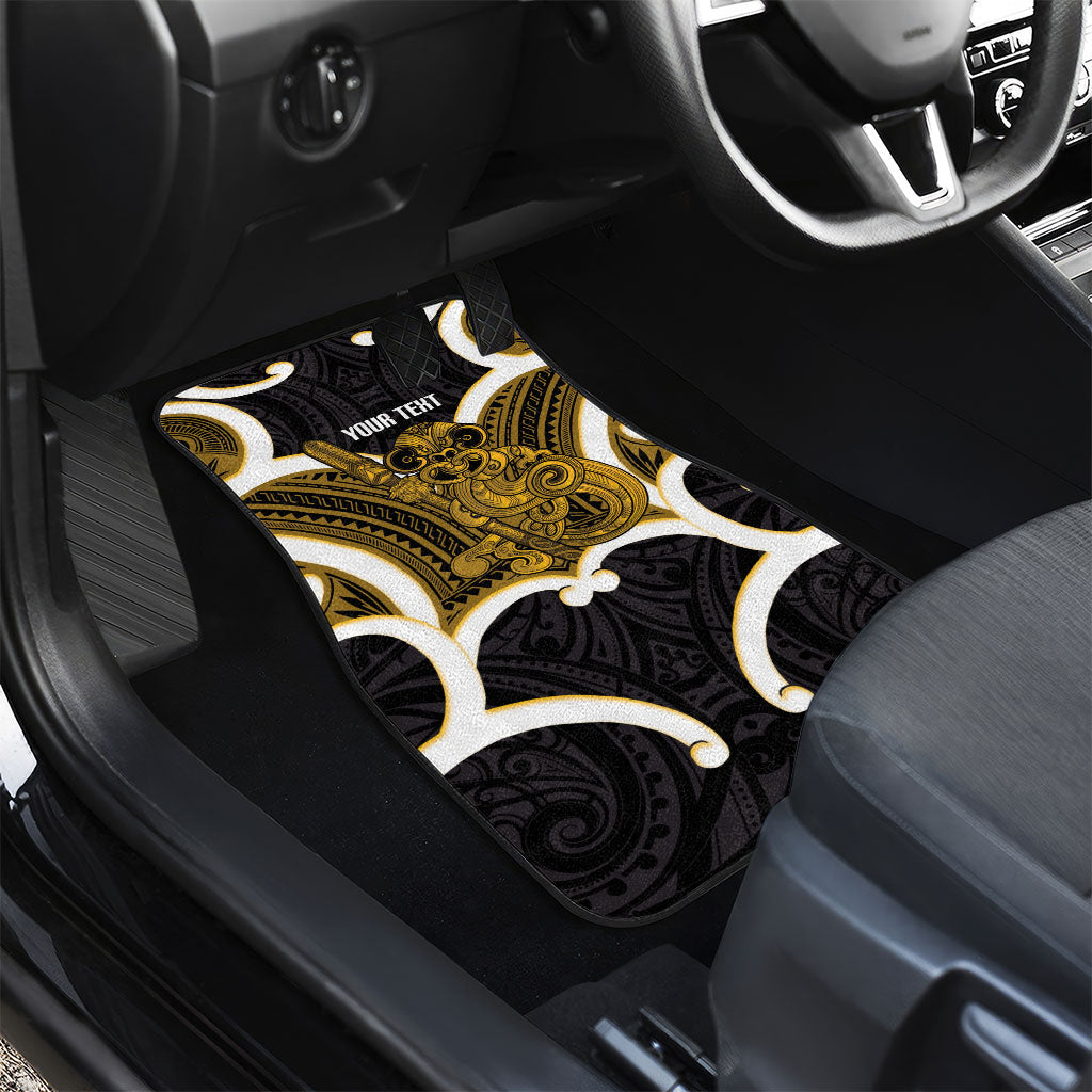 Kowhai Aotearoa Atua Tumatauenga Personalised Car Mats Maori God Of War Tiki With Taiaha LT14 - Polynesian Pride
