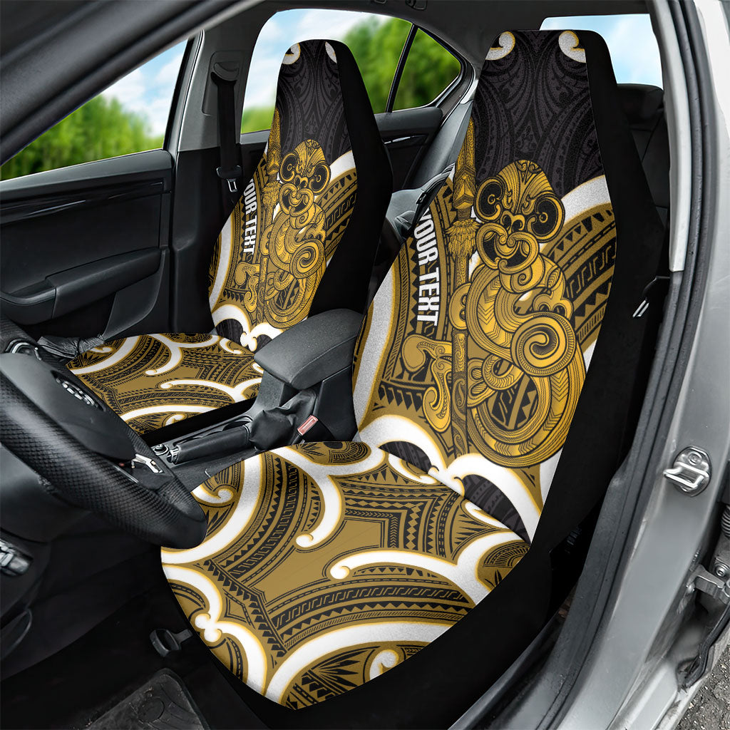Kowhai Aotearoa Atua Tumatauenga Personalised Car Seat Cover Maori God Of War Tiki With Taiaha LT14 - Polynesian Pride
