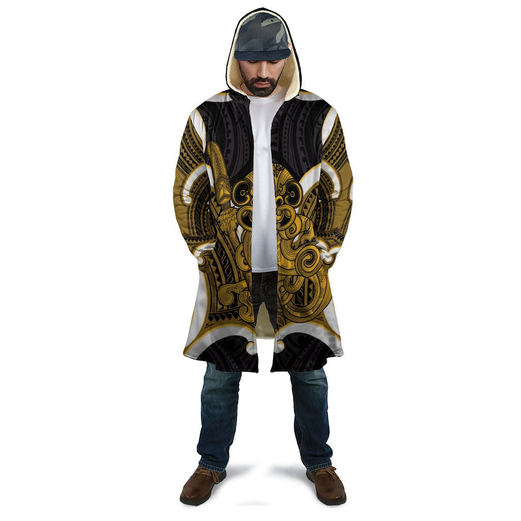 Kowhai Aotearoa Atua Tumatauenga Personalised Cloak Maori God Of War Tiki With Taiaha LT14 - Polynesian Pride