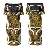 Kowhai Aotearoa Atua Tumatauenga Personalised Couples Matching Puletasi and Hawaiian Shirt Maori God Of War Tiki With Taiaha LT14 - Polynesian Pride