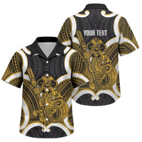 Kowhai Aotearoa Atua Tumatauenga Personalised Family Matching Puletasi and Hawaiian Shirt Maori God Of War Tiki With Taiaha LT14 Son's Shirt Yellow - Polynesian Pride