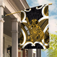 Kowhai Aotearoa Atua Tumatauenga Personalised Garden Flag Maori God Of War Tiki With Taiaha LT14 House Flag Yellow - Polynesian Pride