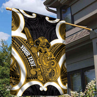 Kowhai Aotearoa Atua Tumatauenga Personalised Garden Flag Maori God Of War Tiki With Taiaha LT14 - Polynesian Pride