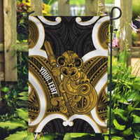 Kowhai Aotearoa Atua Tumatauenga Personalised Garden Flag Maori God Of War Tiki With Taiaha LT14 Garden Flag Yellow - Polynesian Pride