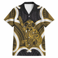 Kowhai Aotearoa Atua Tumatauenga Personalised Hawaiian Shirt Maori God Of War Tiki With Taiaha LT14 Yellow - Polynesian Pride