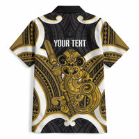 Kowhai Aotearoa Atua Tumatauenga Personalised Hawaiian Shirt Maori God Of War Tiki With Taiaha LT14 - Polynesian Pride