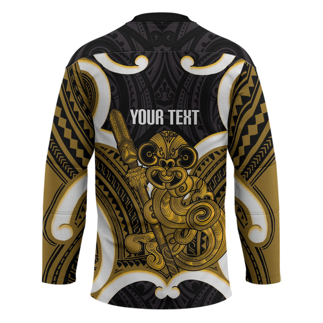 Kowhai Aotearoa Atua Tumatauenga Personalised Hockey Jersey Maori God Of War Tiki With Taiaha LT14 - Polynesian Pride