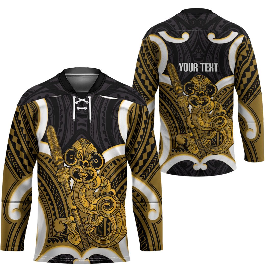 Kowhai Aotearoa Atua Tumatauenga Personalised Hockey Jersey Maori God Of War Tiki With Taiaha LT14 - Polynesian Pride
