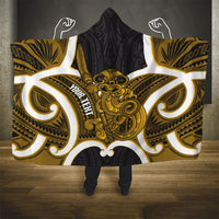 Kowhai Aotearoa Atua Tumatauenga Personalised Hooded Blanket Maori God Of War Tiki With Taiaha LT14 - Polynesian Pride
