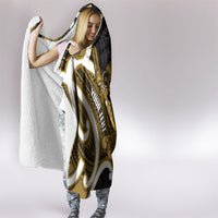 Kowhai Aotearoa Atua Tumatauenga Personalised Hooded Blanket Maori God Of War Tiki With Taiaha LT14 - Polynesian Pride