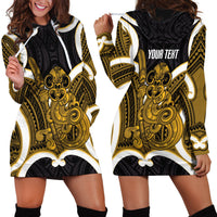 Kowhai Aotearoa Atua Tumatauenga Personalised Hoodie Dress Maori God Of War Tiki With Taiaha LT14 - Polynesian Pride