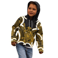 Kowhai Aotearoa Atua Tumatauenga Personalised Kid Hoodie Maori God Of War Tiki With Taiaha LT14 - Polynesian Pride